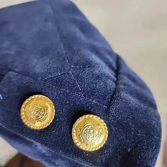 JH Collection Vintage 80s Velvet Quilted Blazer Military style Jacket. Size 10 - Picture 7 of 14